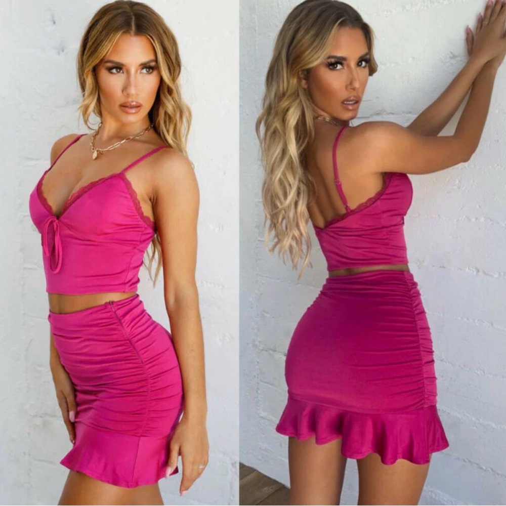 Elegant Pink Ruffled Skirt